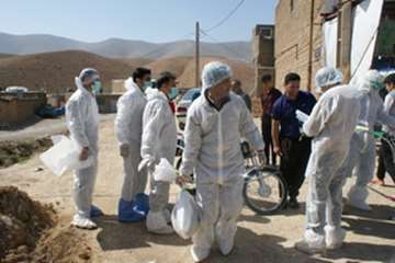 عملیات معدوم سازی طیور منطقه کهریز شهرستان خرم اباد